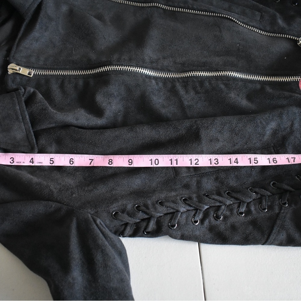 Olivaceous Black Faux Suede Lace Up Moto Jacket Women's Size M - Picture 8 of 10